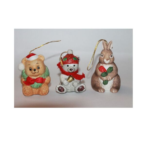 Set of 3 Vintage BRN Bunny, BOA Teddy Jolly Jingles, Teddy Bell Ringer Ornaments - Picture 1 of 5